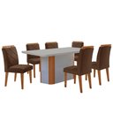 Ver imagem 2 de Mesa Isadora 180cm MDF Vidro e 6 Cadeiras Melissa Vel Marrom /Off /Naturale /Serig Off com Vidro