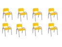 Ver imagem 1 de Kit 8 Cadeiras Infantil Iso, Escola, Base Cinza- Amarelo