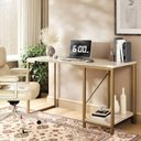 Ver imagem 3 de Mesa Escrivaninha Home Office Tokyo Compacta Estilo Industrial para Computador Dourado Off