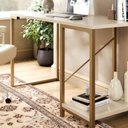 Ver imagem 2 de Mesa Escrivaninha Home Office Tokyo Compacta Estilo Industrial para Computador Dourado Off