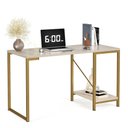Ver imagem 4 de Mesa Escrivaninha Home Office Tokyo Compacta Estilo Industrial para Computador Dourado Off