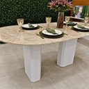Ver imagem 5 de Mesa de Jantar Orgânica Cora 160x90cm Base Dupla - Mármore Travertino