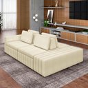 Ver imagem 1 de Sofá Ilha com Encosto e Almofadas Móveis Olimpo 245cm Modulado Bouclê Off White G45 - Gran Belo