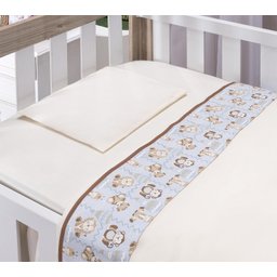 Lençol de Berço para Bebe Menino Azul 3 Peças Algodão Safari Animais:azul Animais Balão - 1