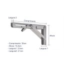 Ver imagem 2 de Kit 2 Suportes Inox Mão Francesa Dobrável Retrátil 30cm