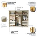 Ver imagem 6 de Guarda-Roupa Casal 3 Portas Reflecta com Pés e LED 100% MDF Platinum Bege/Off White