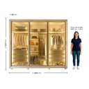 Ver imagem 5 de Guarda-Roupa Casal 3 Portas Reflecta com Pés e LED 100% MDF Platinum Bege/Off White