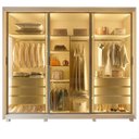 Ver imagem 2 de Guarda-Roupa Casal 3 Portas Reflecta com Pés e LED 100% MDF Platinum Bege/Off White