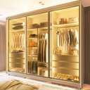 Ver imagem 7 de Guarda-Roupa Casal 3 Portas Reflecta com Pés e LED 100% MDF Platinum Bege/Off White