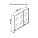 Ver imagem 3 de Guarda-Roupa Casal 3 Portas Reflecta com Pés e LED 100% MDF Platinum Bege/Off White