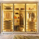 Ver imagem 1 de Guarda-roupa Casal 3 Portas Reflecta com Pés e Led 100% Mdf Platinum