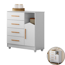 Ver imagem 2 de Cômoda Moderna Quarto Bebê 4 Gavetas 1 Porta Branca:branco
