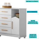 Ver imagem 4 de Cômoda Moderna Quarto Bebê 4 Gavetas 1 Porta Branca:branco