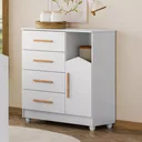 Ver imagem 1 de Cômoda Moderna Quarto Bebê 4 Gavetas 1 Porta Branca:branco