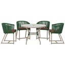 Ver imagem 1 de Mesa com 4 Cadeiras de Jantar Roma 100cm e Noronha em Aluminío Fendi Corda Nautica Estofado 9 Trama