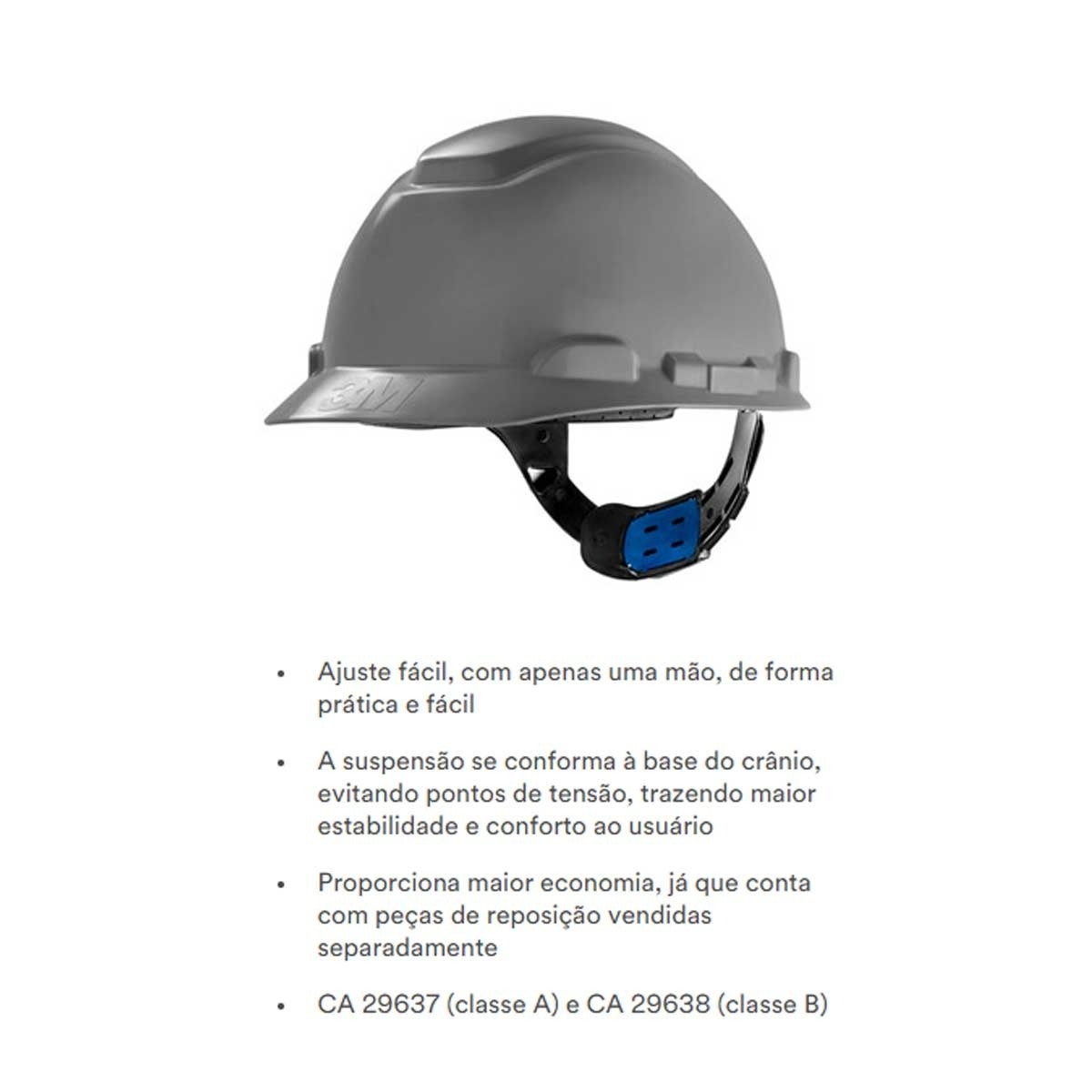 Capacete 3m H700 E Suspensão Ajuste Fácil Engenheiro Epi - Cinza - 2