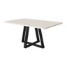 Mesa de Jantar  para 4 Lugares Pés Madeira Maciça 120x90 Tampo Mdf/vidro Pérola - Preto/off White - 1