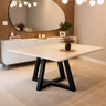 Mesa de Jantar  para 4 Lugares Pés Madeira Maciça 120x90 Tampo Mdf/vidro Pérola - Preto/off White - 3