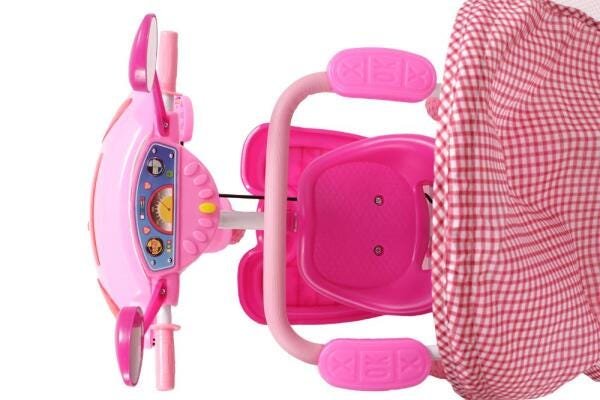 Triciclo Infantil 2 em 1 C/Toldo Luzes Música Rosa Bel Brink - 5