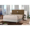Ver imagem 2 de Cabeceira Casal de Madeira Marrom Com 2 Mesa Lateral p/ Cama Base Box 1,38