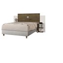 Ver imagem 3 de Cabeceira Casal de Madeira Marrom Com 2 Mesa Lateral p/ Cama Base Box 1,38