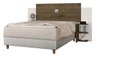 Ver imagem 3 de Cabeceira Casal de Madeira Marrom Com 2 Mesa Lateral p/ Cama Base Box 1,38