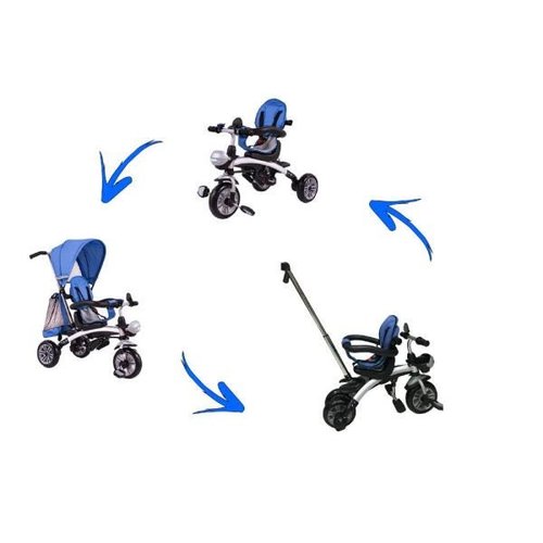 Triciclo Infantil Smart 274 com Empurrador com Capota Bandeirante - Preto