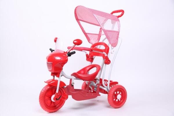 Triciclo Motinha Infantil C/ Capota Rosa Passeio E Pedal Bel