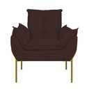 Ver imagem 5 de Poltrona Sofá Luxo Base Metal Dourada Recepção Escritório Marrom