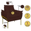 Ver imagem 3 de Poltrona Sofá Luxo Base Metal Dourada Recepção Escritório Marrom