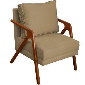 Poltrona Decorativa para Sala Recepção Consultório Reforçada em Madeira Maciça Shine Suede