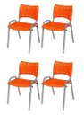 Ver imagem 2 de Cadeira Iso Base Cinza, Igreja, Escola, Escritório - Laranja Kit 4 Peças