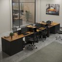 Ver imagem 1 de Estação de Trabalho 6 Lugares Noruega Office 6 Mesas 4 Armários 4 Aparadores - Via Nossa - Preto