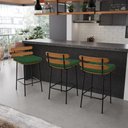 Ver imagem 2 de Kit 04 Banquetas Costela Veludo Verde Base Metálica Preto - D’Rossi