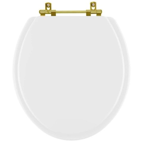 Tampa de Vaso Poliéster Convencional Branco para Bacia Deca com Ferragem Dourada