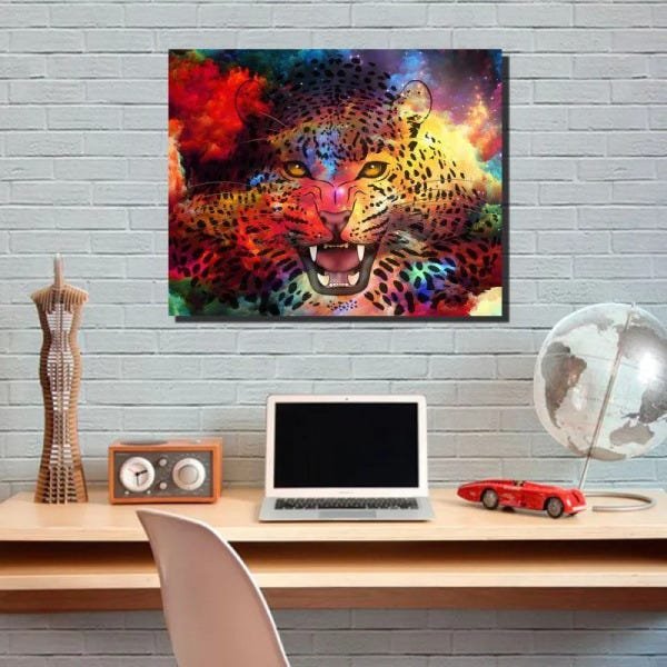 Quadro Decorativo para Escritório Tigre Colorido 1 peça - 1