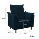 Ver imagem 3 de Poltrona de Amamentação com Puff Quarto Bebê Leticia Suede:azul Marinho