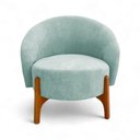 Ver imagem 3 de Poltrona Decorativa Ariel Orgânica Boucle Confortável Azul Claro Pés Madeira Loja Sheep