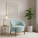 Ver imagem 1 de Poltrona Decorativa Ariel Orgânica Boucle Confortável Azul Claro Pés Madeira Loja Sheep