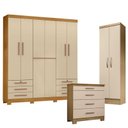 Ver imagem 1 de Guarda Roupa Casal Londres com Cômoda 4 Gavetas New e Armário Multiuso New Egito Carvalho