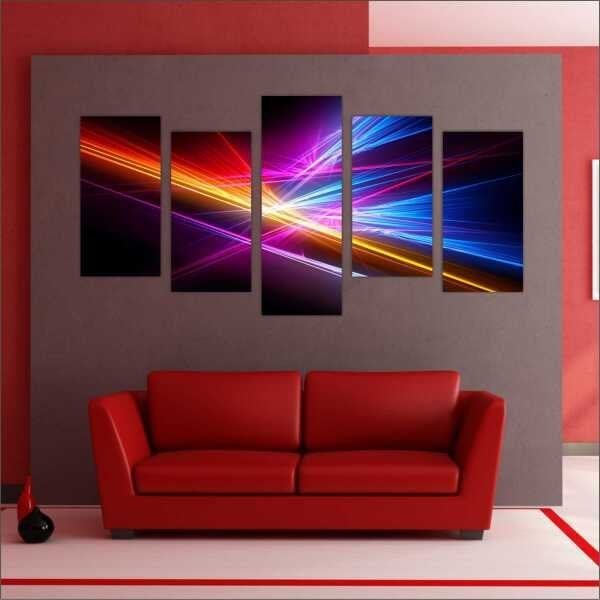 Quadro Decorativo Abstrato Arte Moderna Salas Interiores Mosaico 5 Peças Com Moldura - 2