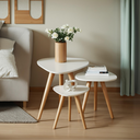 Ver imagem 6 de Kit Trio Jogo de Mesinhas Lateral Sala Pé Palito Retro Tampo Orgânico