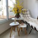 Ver imagem 2 de Kit Trio Jogo de Mesinhas Lateral Sala Pé Palito Retro Tampo Orgânico