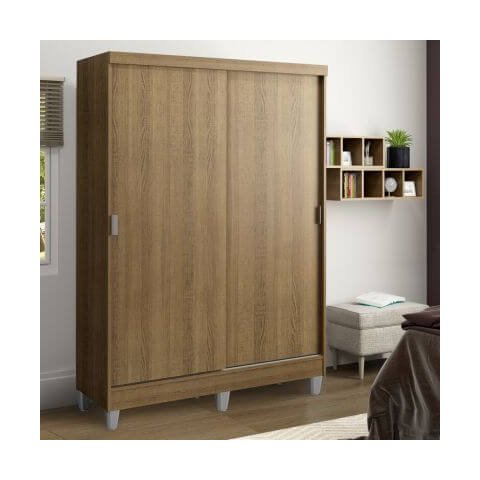 Guarda-Roupa Solteiro Madesa Luke 2 Portas de Correr de Madeira com Pés Rustic Cor:Rustic