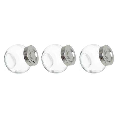 Kit 3 Porta Temperos em Vidro com Tampa Metálica Prata 170ml - D’Rossi