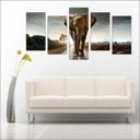Ver imagem 3 de Quadro Decorativo Animais Elefante Salas Interiores Mosaico 5 Peças Com Moldura