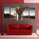 Ver imagem 4 de Quadro Decorativo Animais Elefante Salas Interiores Mosaico 5 Peças Com Moldura