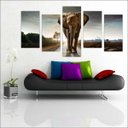 Ver imagem 1 de Quadro Decorativo Animais Elefante Salas Interiores Mosaico 5 Peças Com Moldura