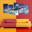 Ver imagem 4 de Quadro Decorativo Avião Aeronave Salas Interiores Mosaico 5 Peças Com Moldura