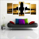 Ver imagem 1 de Quadro Decorativo Avião Aeronave Salas Interiores Mosaico 5 Peças Com Moldura